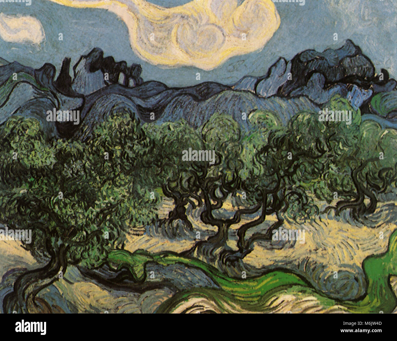 Vincent Van Gogh, Olivenbume mit gelbem Himmel und Sonne 1889.  Post-Impressionismus. l auf Leinwand. Minneapolis Institute of Arts  Stockfotografie - Alamy