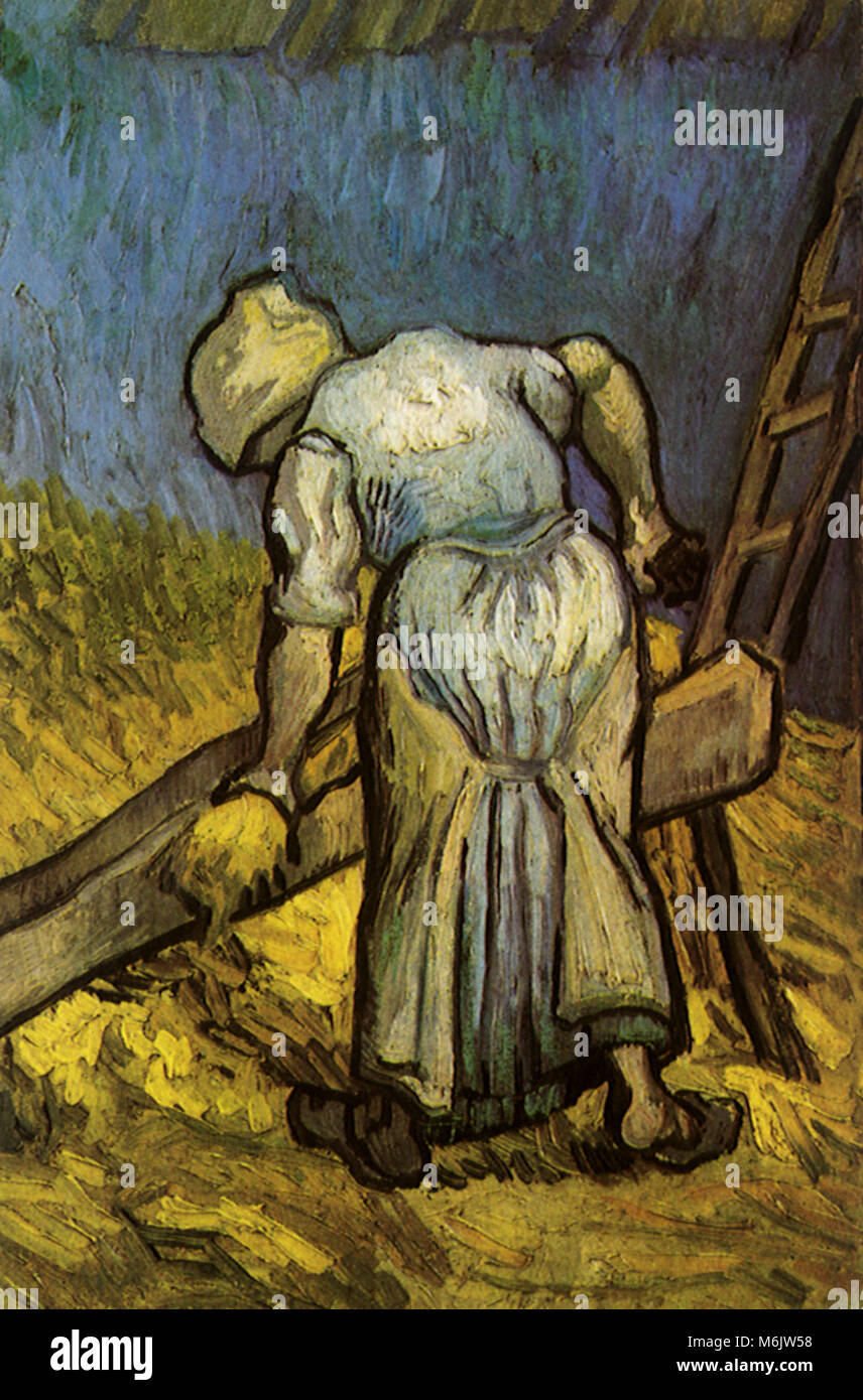 Bäuerin Schneiden Stroh, Van Gogh, Vincent Willem, 1889. Stockfoto