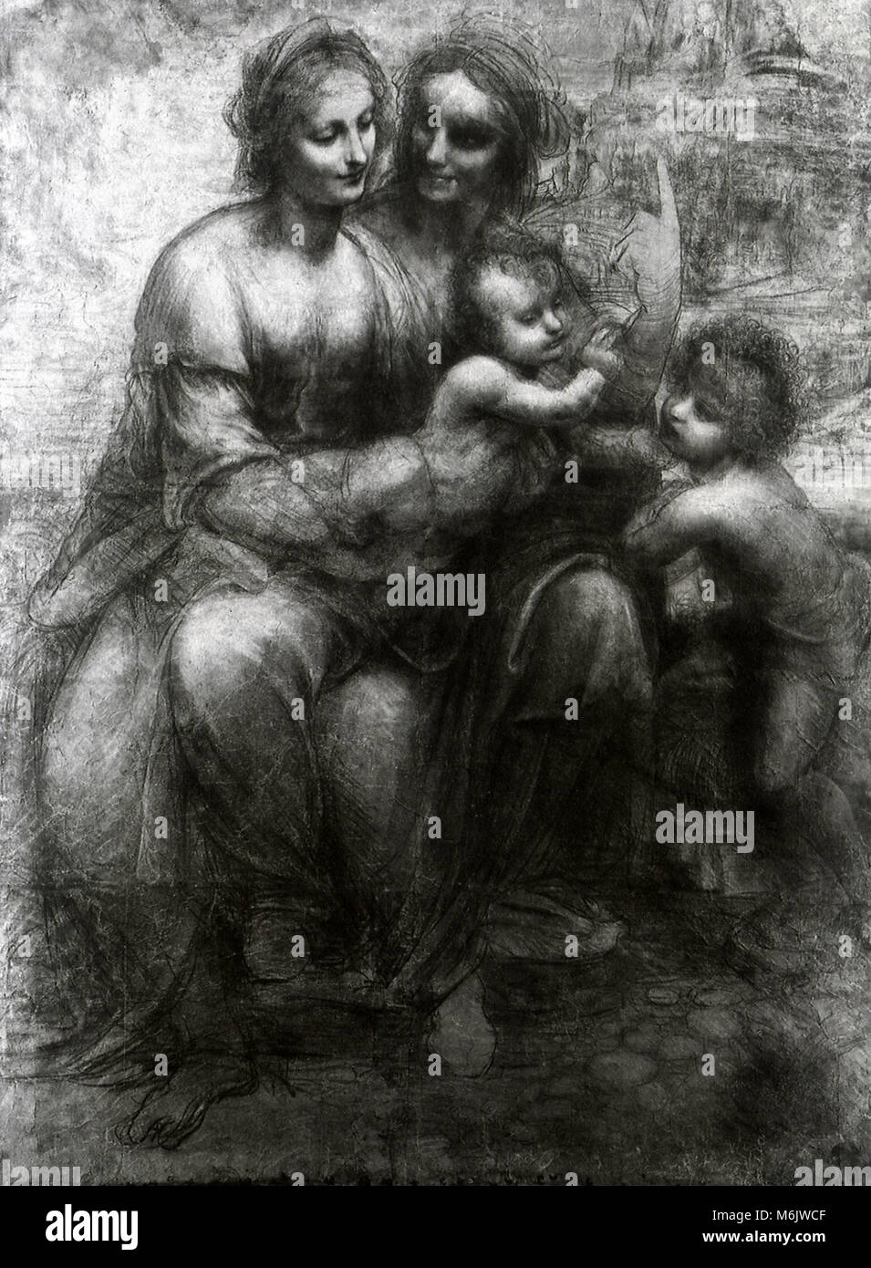 Madonna mit Kind und Heiligen Anna und der hl. Johannes der Täufer, Leonardo da Vinci, 1505. Stockfoto