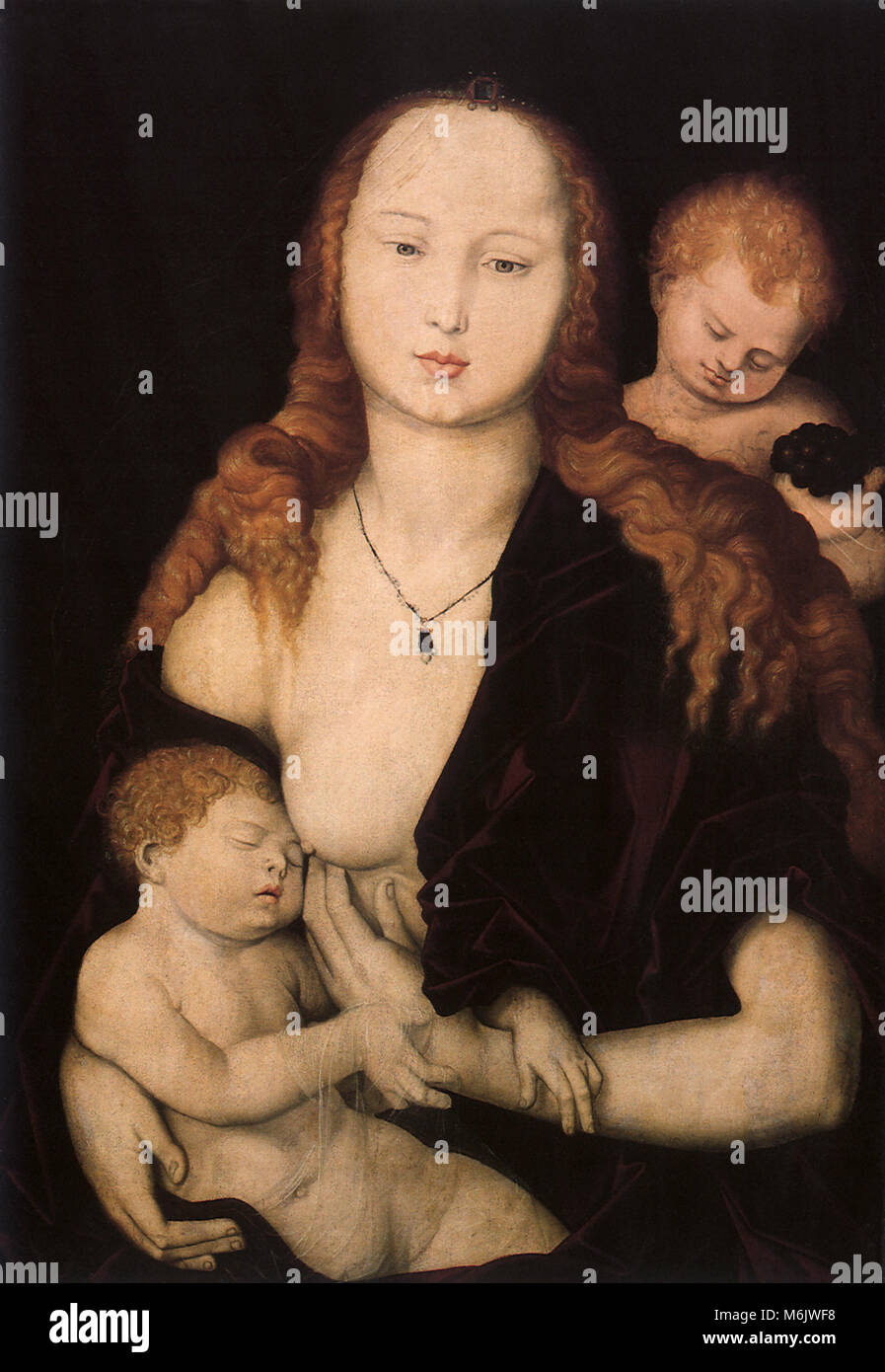 Die Jungfrau und Kind mit einem Engel, Hans Baldung Grien, 1510. Stockfoto