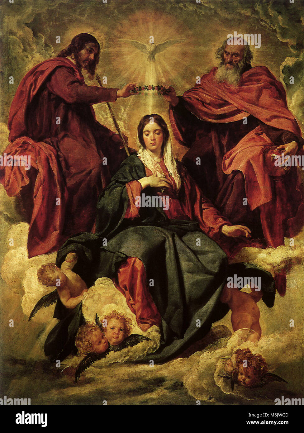 Die Krönung der Jungfrau Maria von der Dreifaltigkeit, VELAZQUEZ, Diego Rodriguez, 1540. Stockfoto