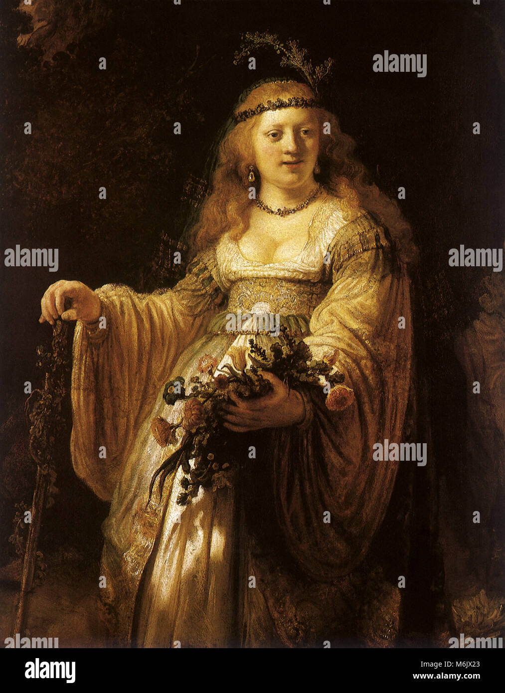 Saskia als Flora, Rembrandt, Harmensz van Rijn, 1635. Stockfoto