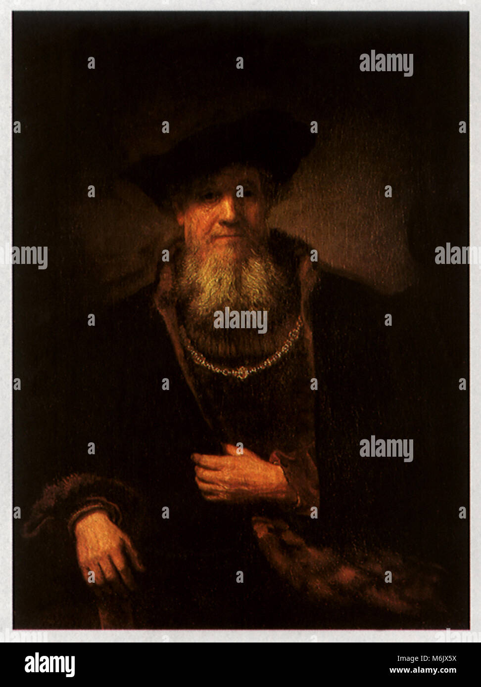 Ein alter Mann in einem Fur-Lined Mantel, Rembrandt, Kreis, 1645. Stockfoto