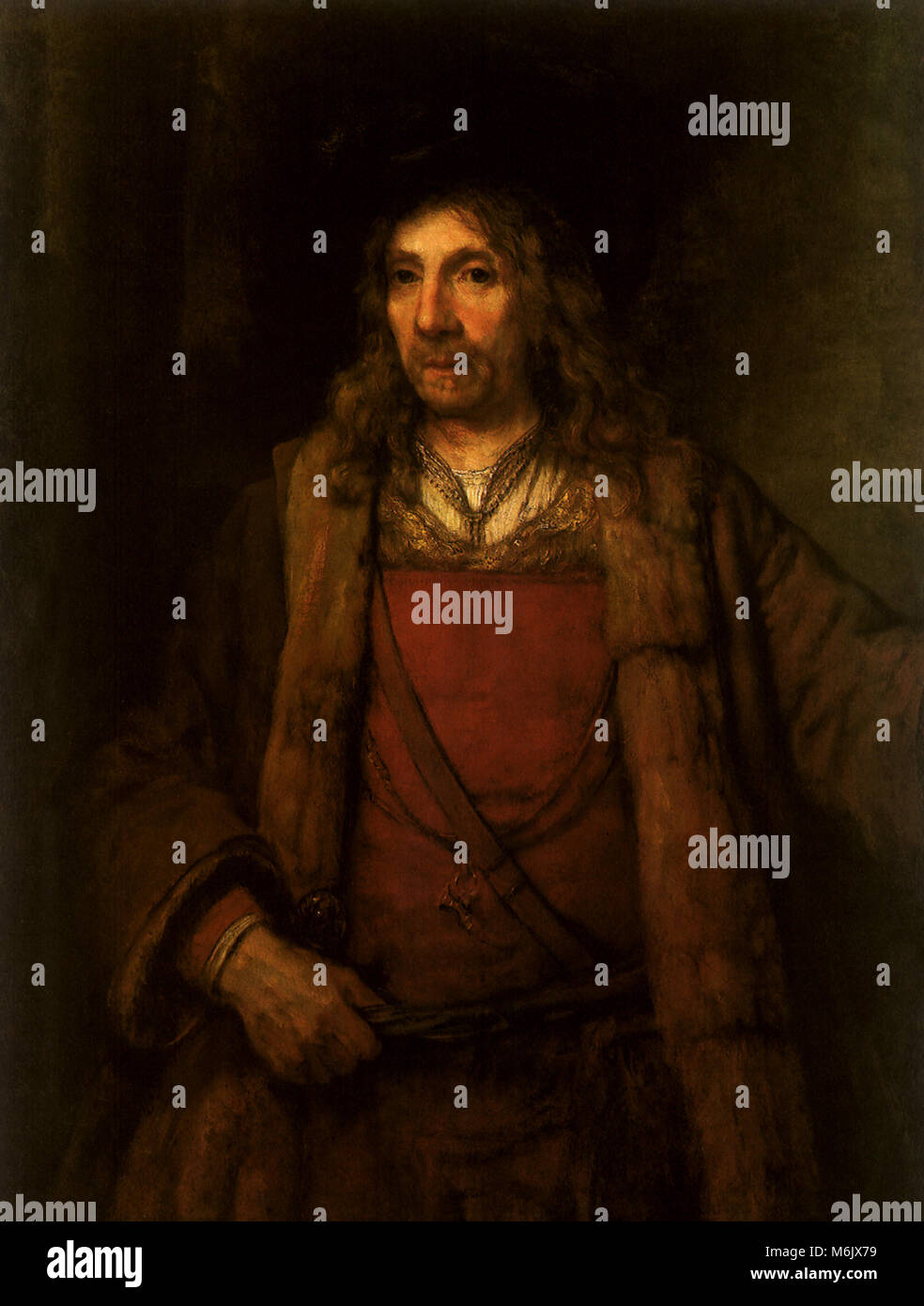 Porträt eines Mannes in einem Fur-Lined Mantel, Rembrandt, Harmensz van Rijn, 1654. Stockfoto