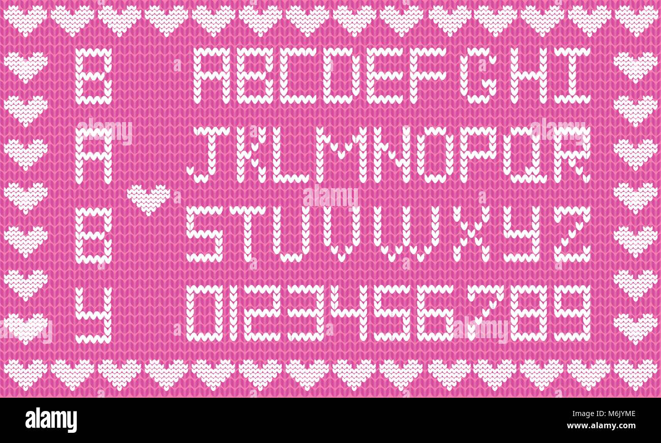 Baby Fabric Skript Fur Madchen Susse Gestrickte Abc Alphabet Strickmuster Girl Pink Stoff Hintergrund Mit Kleinen Herzen Eingerahmt Nutzlich Fur Karten Inv Stock Vektorgrafik Alamy