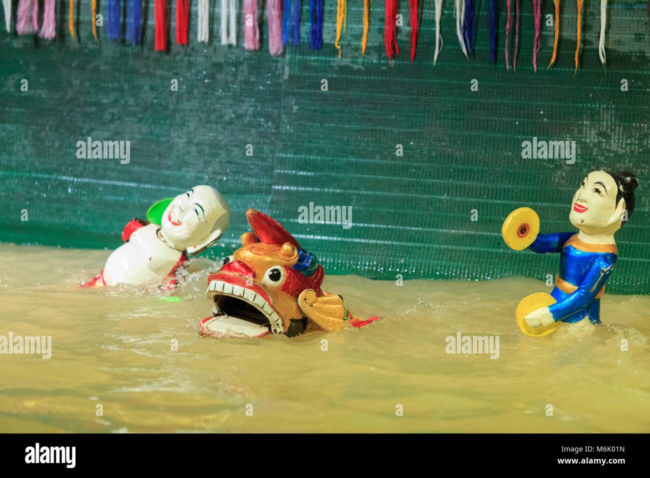 Traditionelle vietnamesische Marionetten im Golden Dragon Water Puppet Theatre in Ho Chi Minh City, Vietnam Stockfoto