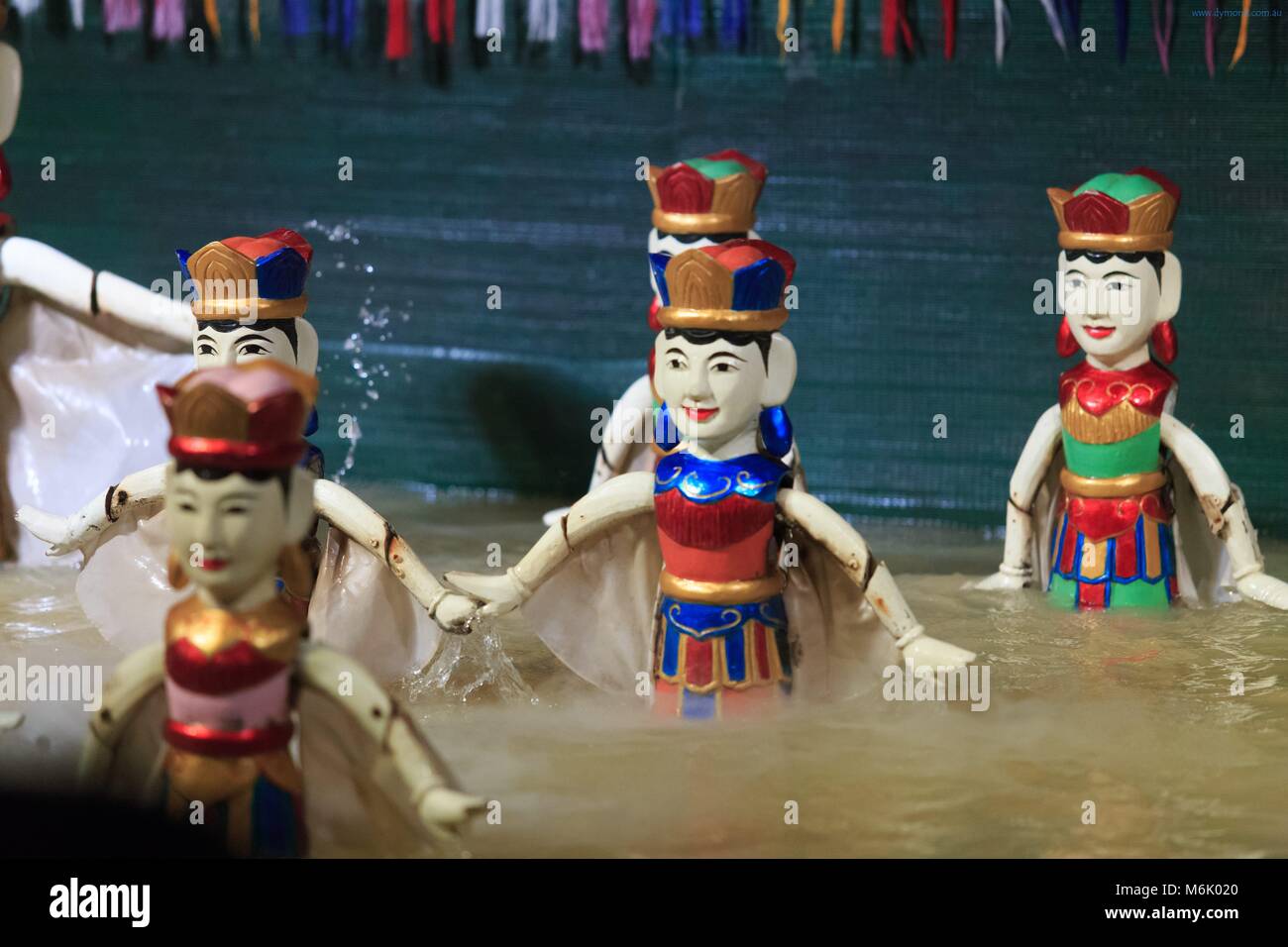 Traditionelle vietnamesische Marionetten im Golden Dragon Water Puppet Theatre in Ho Chi Minh City, Vietnam Stockfoto