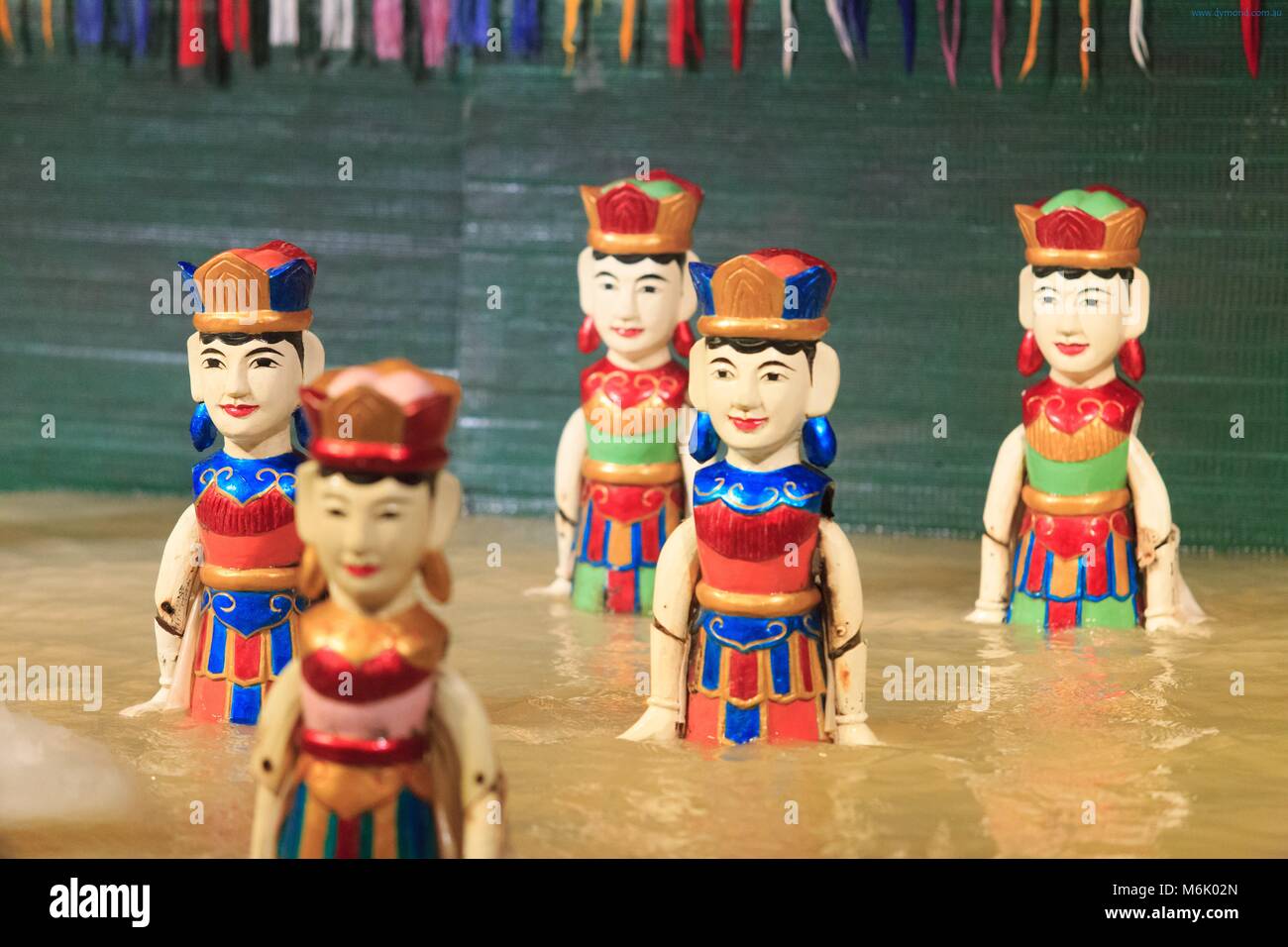 Traditionelle vietnamesische Marionetten im Golden Dragon Water Puppet Theatre in Ho Chi Minh City, Vietnam Stockfoto