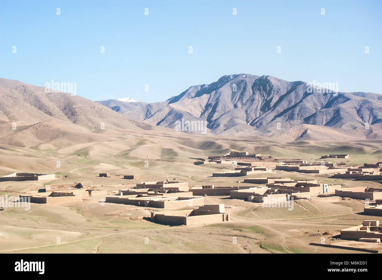 Luftbild von kleinen Dörfern zwischen Ghazni und Kabul in Afghanistan Stockfoto