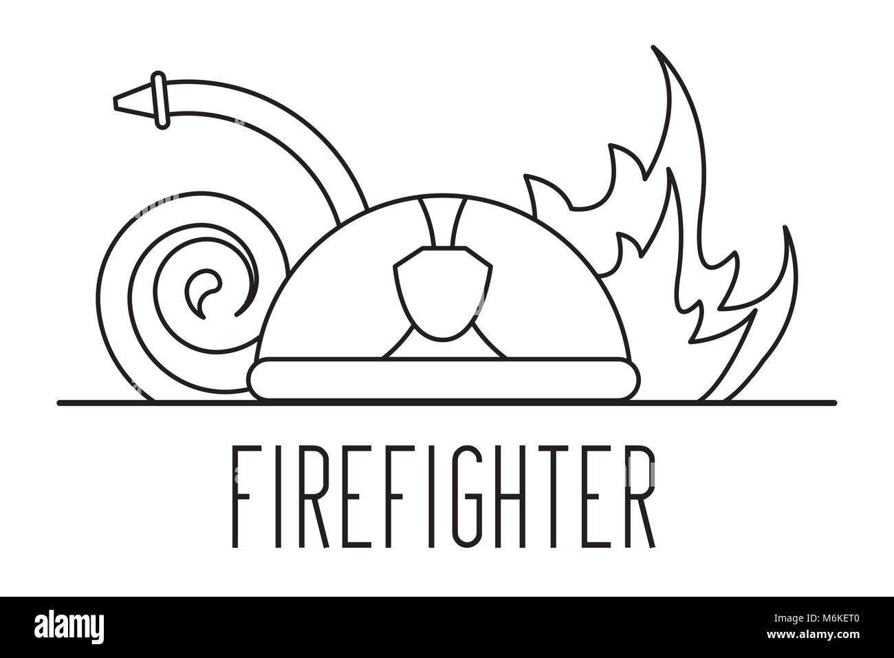 Feuerwehrmann professionelle Helm Wasserschlauch und Helm. Stock Vektor