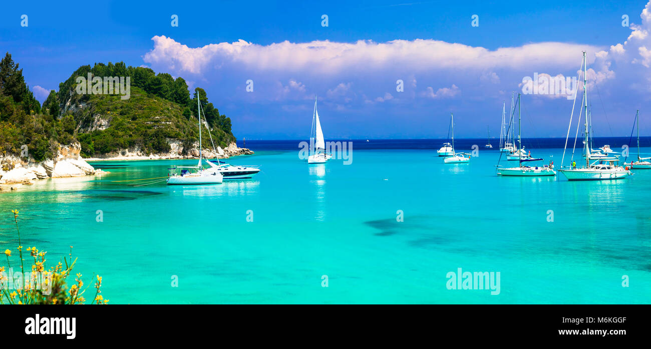 Schöne Lakka Beach, Insel Paxos, Griechenland. Stockfoto