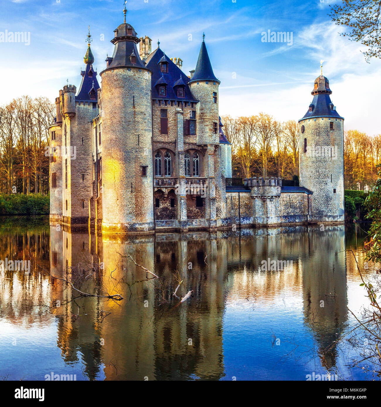 Schöne Borrekens Schloss, in der Nähe von Antwerpen, Belgien, Stockfoto