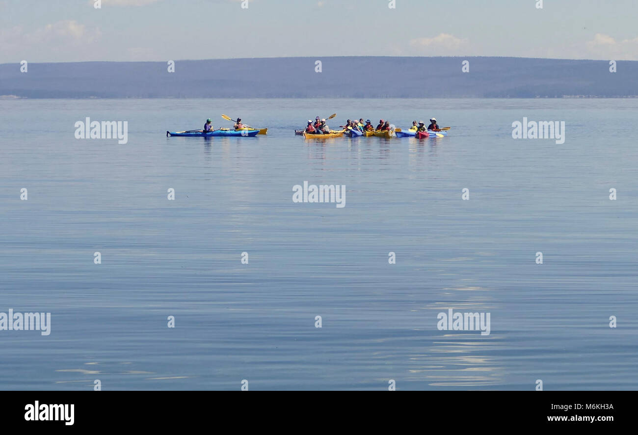 Kajak Lektion zum Yellowstone Lake. Kajak Lektion zum Yellowstone Lake; Stockfoto