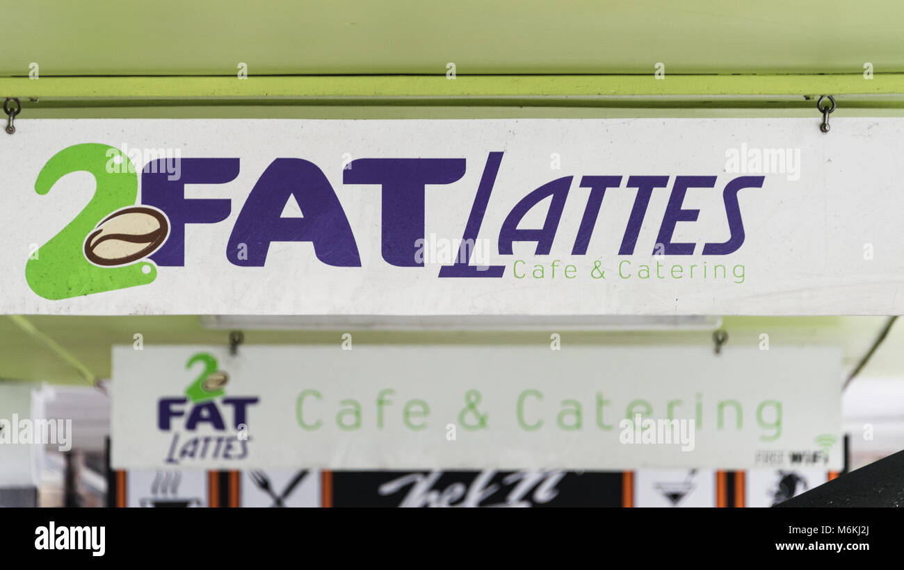Funny Coffee Shop anmelden, Napier, North Island, Neuseeland Stockfoto