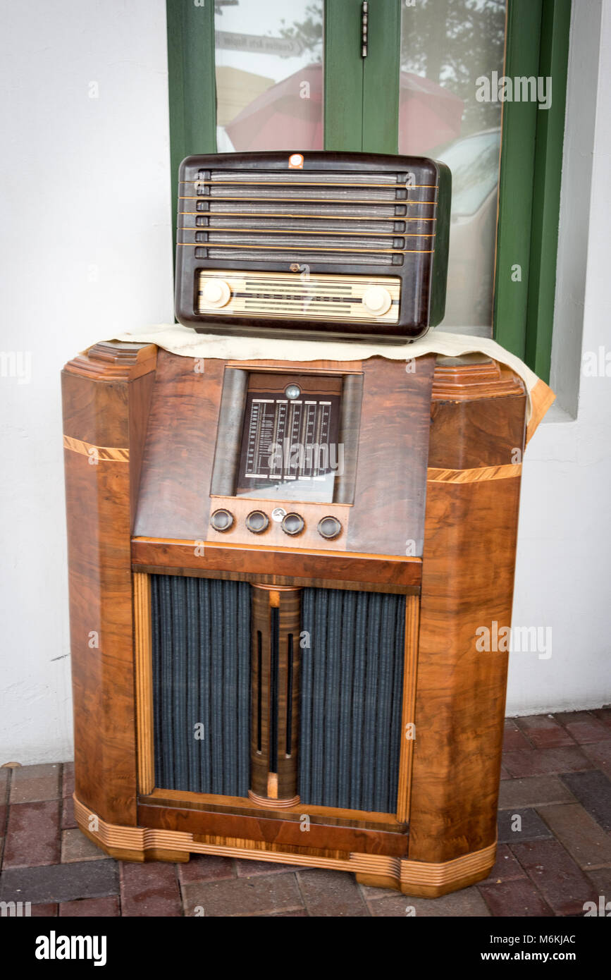 Alte Gramaphone Radio, Napier, North Island, Neuseeland Stockfoto
