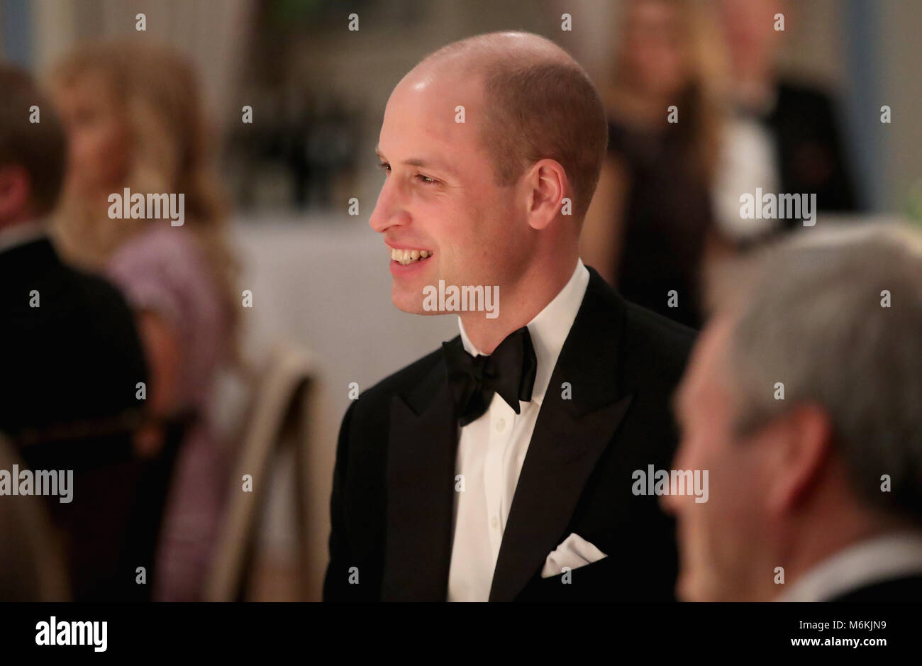 Der Herzog und die Herzogin von Cambridge besuchen Sie ein Abendessen im Königlichen Palast in Oslo. Prinz William und König Harald machten beide Reden an der Veranstaltung. Mit: Wilhelm Herzog von Cambridge, Prinz William, Wo: Oslo, Großbritannien Wann: 01. Februar 2018 Credit: John rainford/WENN.com Stockfoto