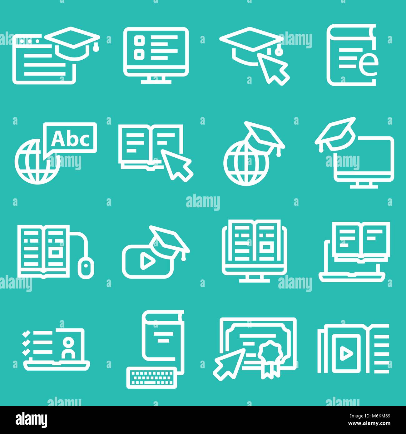 Online Bildung Vector Icons. Online Vortrag, Diplom, Kommunikation. Einfache Einrichtung Stock Vektor