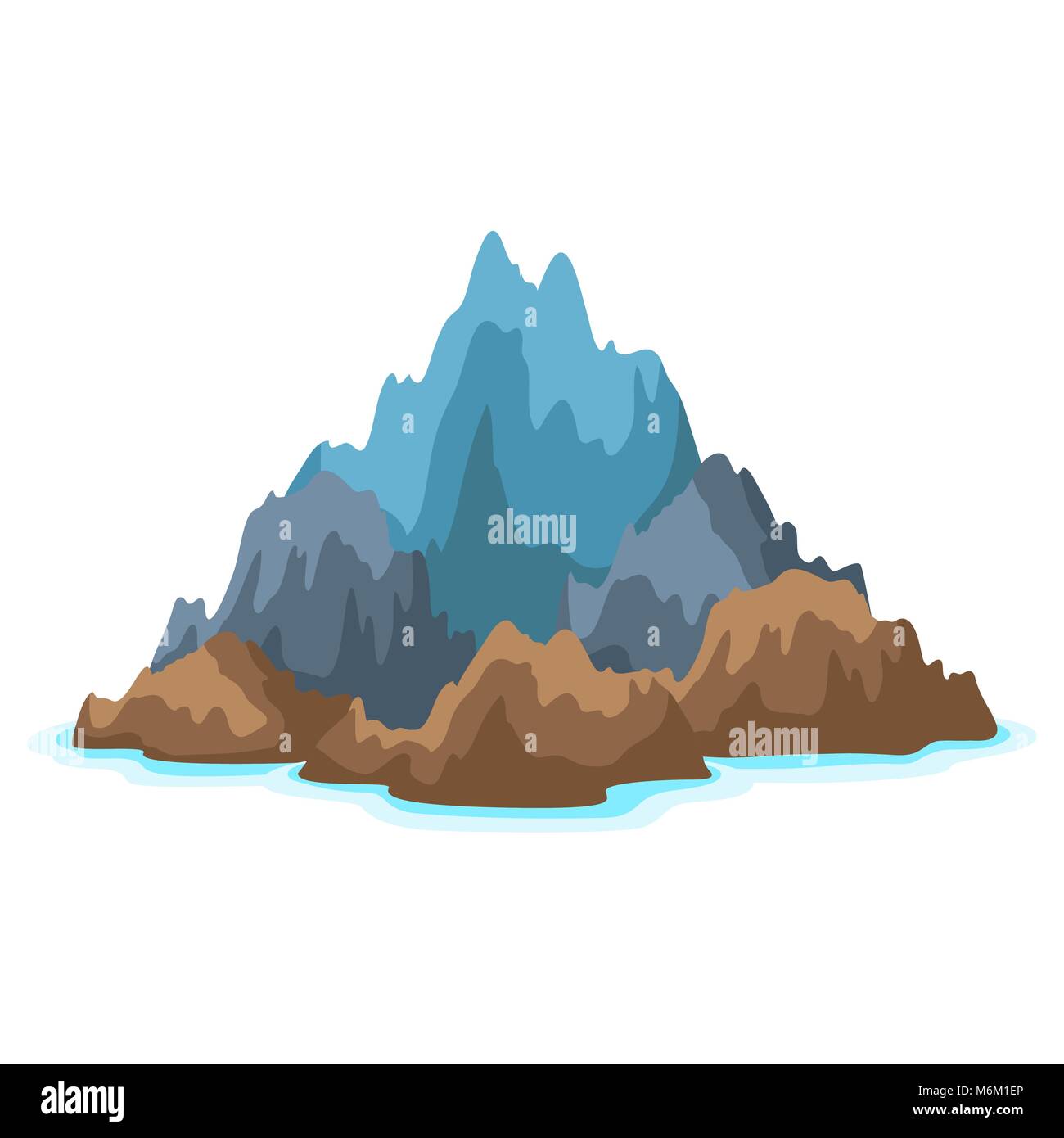 Abbildung: felsige Insel im Ozean. Landschaft mit Meer und Felsen. Reisen Hintergrund Stock Vektor