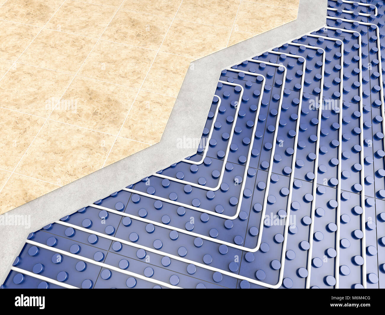 Detail der Fußbodenheizung 3D Rendering image Stockfoto Detail der Fußbodenheizung 3D Rendering image Stockfoto