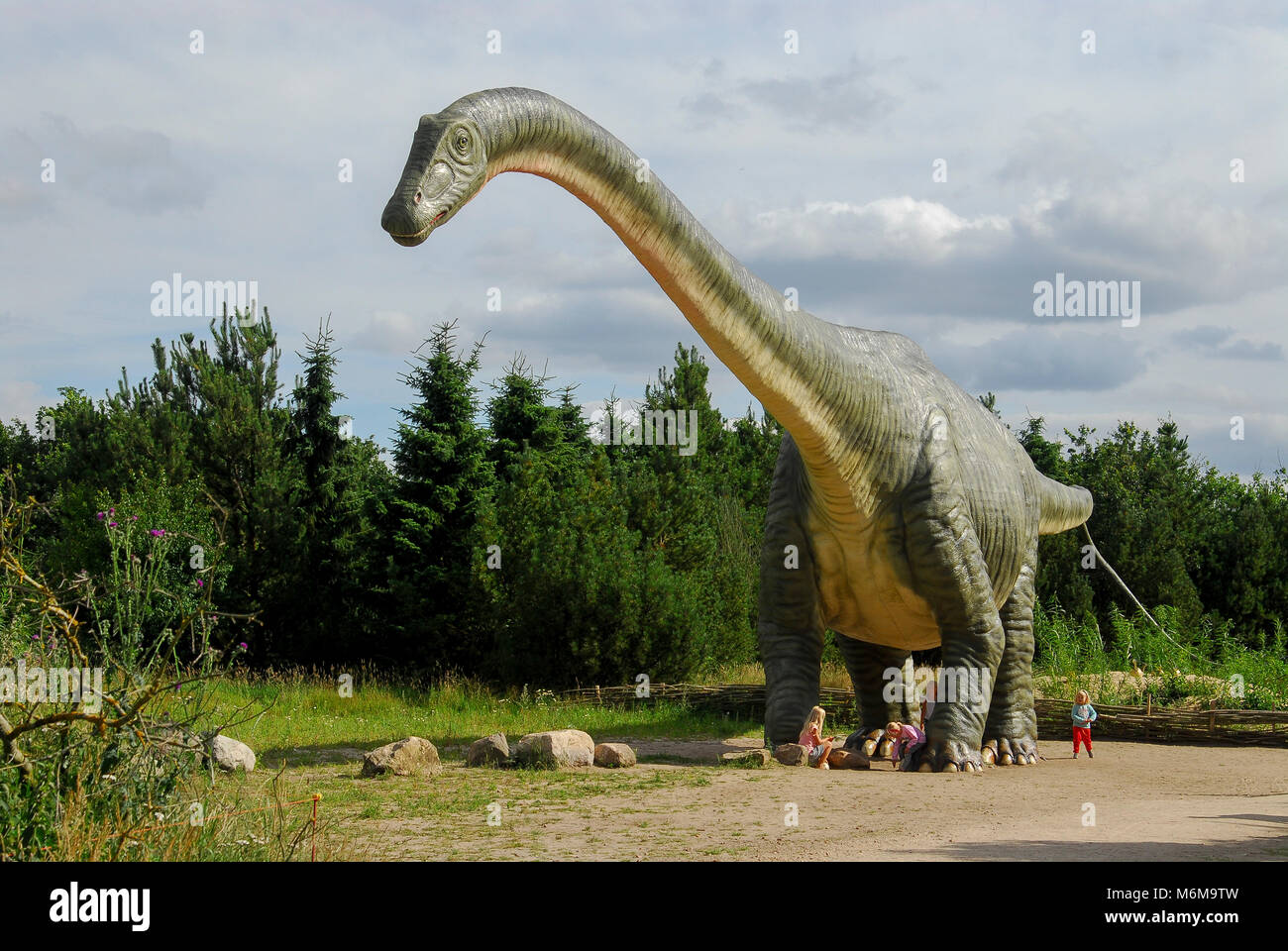 Volle Größe Modell der Dinosaurier Argentinosaurus in Dinosaur Park im Löwenpark in Givskud, Dänemark. August 8 2015. Givsud Zoo ist einer der größten Touris Stockfoto