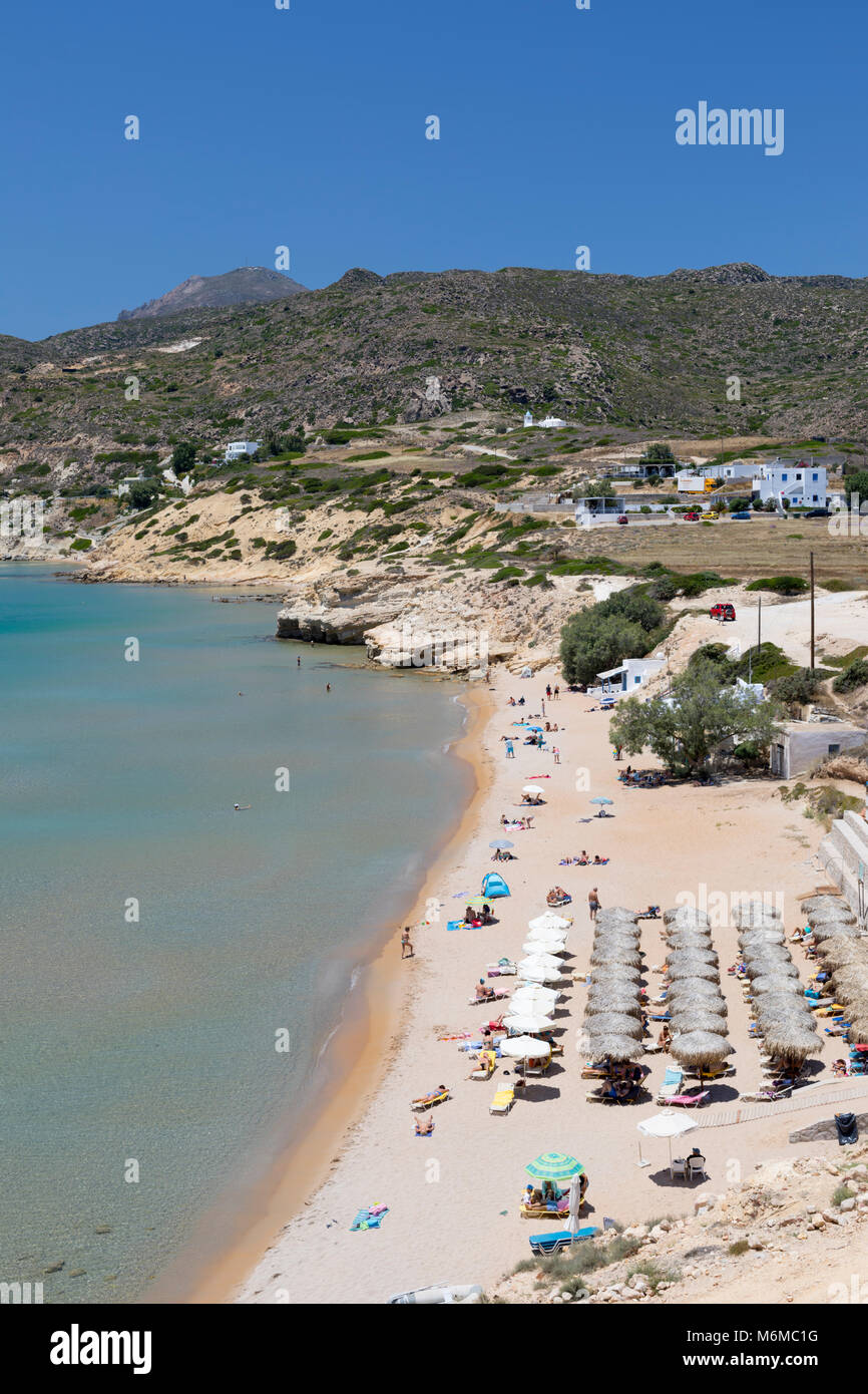 Provatas Beach und Bucht an der Südküste, Milos, Kykladen, Ägäis, Griechische Inseln; Griechenland; Europa Stockfoto