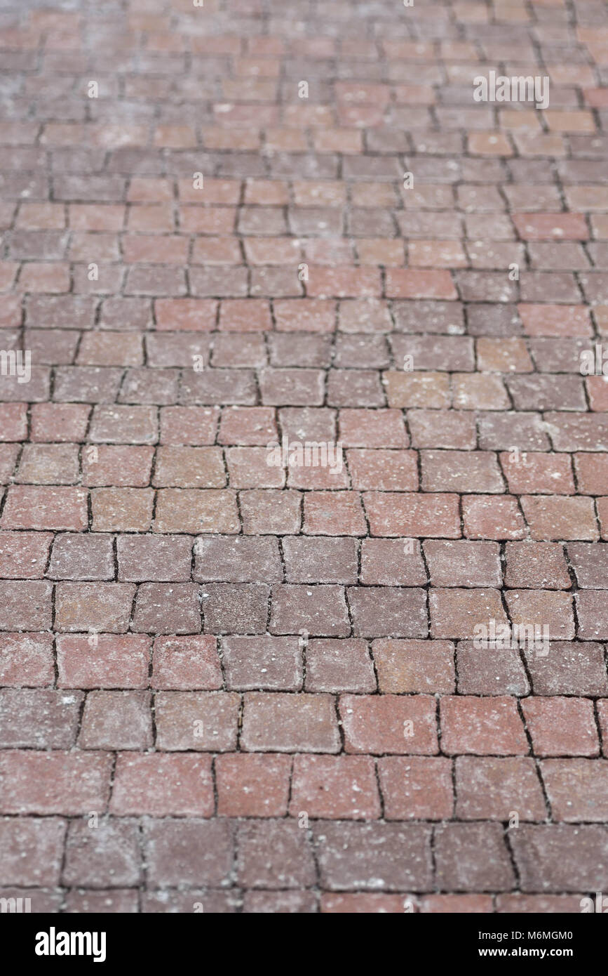 Sett, rote Pflasterung Hintergrund Textur selektiven Fokus Stockfoto