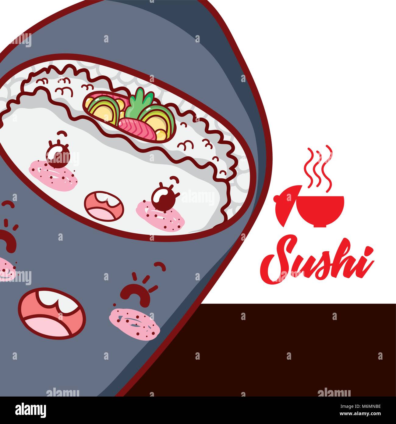 Süße Sushi kawaii cartoon Vector Illustration graphic design Stock ...