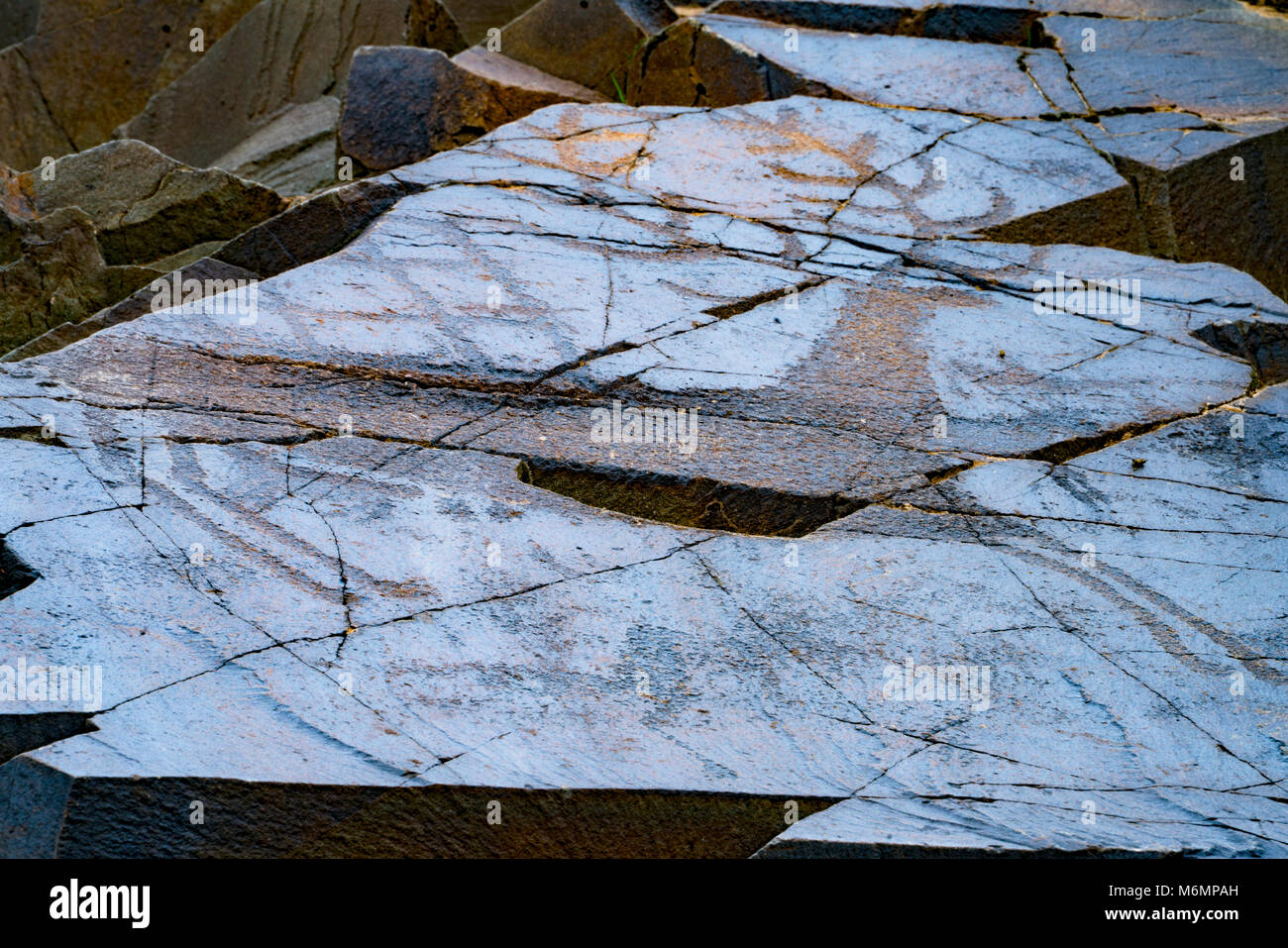 Petroglyphen von Tambaly Achaeological Landschaft, Kasachstan, Tambaly Schlucht, Chu-Lii Berge Bronzezeit rock Kunst, UNESCO Weltkulturerbe Stockfoto