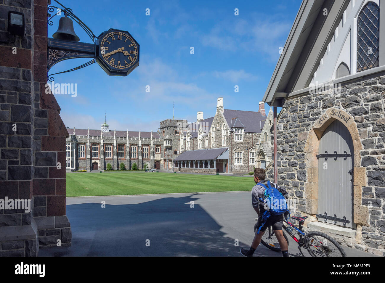 Historischen Gebäuden rund um Viereck, Christi College in Rolleston Ave, Christchurch, Canterbury, Südinsel, Neuseeland Stockfoto