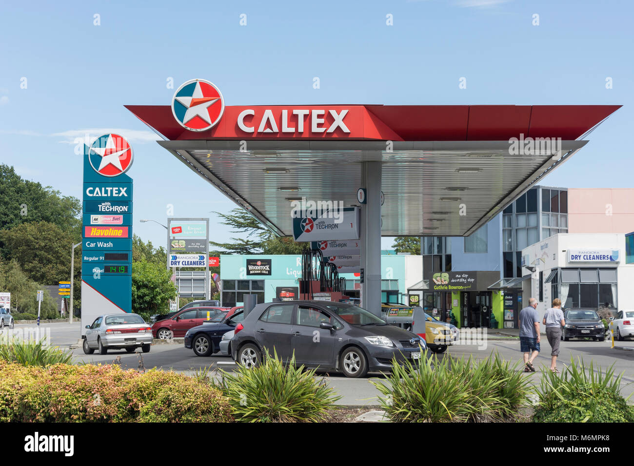 Caltex Tankstelle, High Street, Rangiora, Waimakariri Bezirk, Region Canterbury, Neuseeland Stockfoto