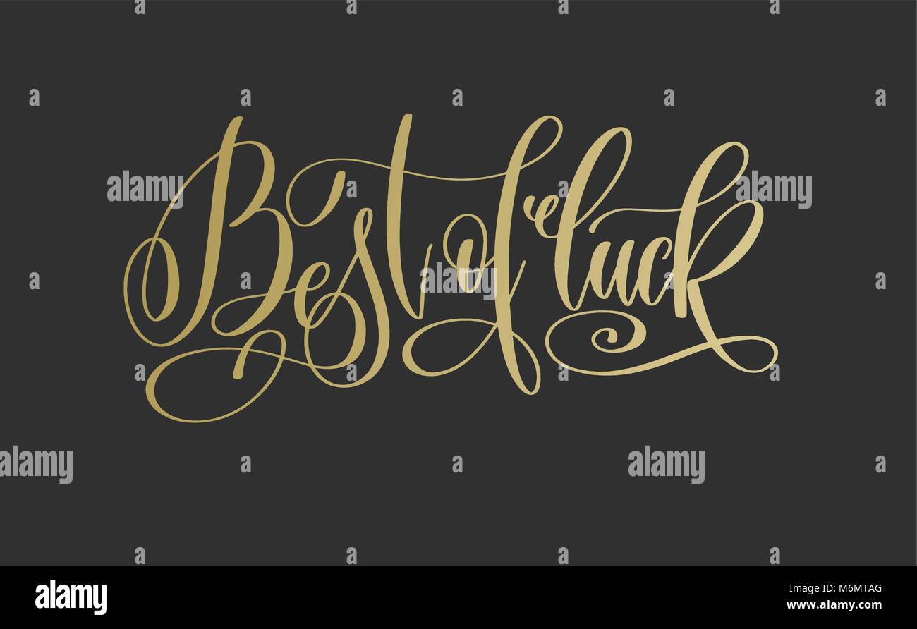 Viel Glück golden hand Beschriftung Beschriftung text Stock