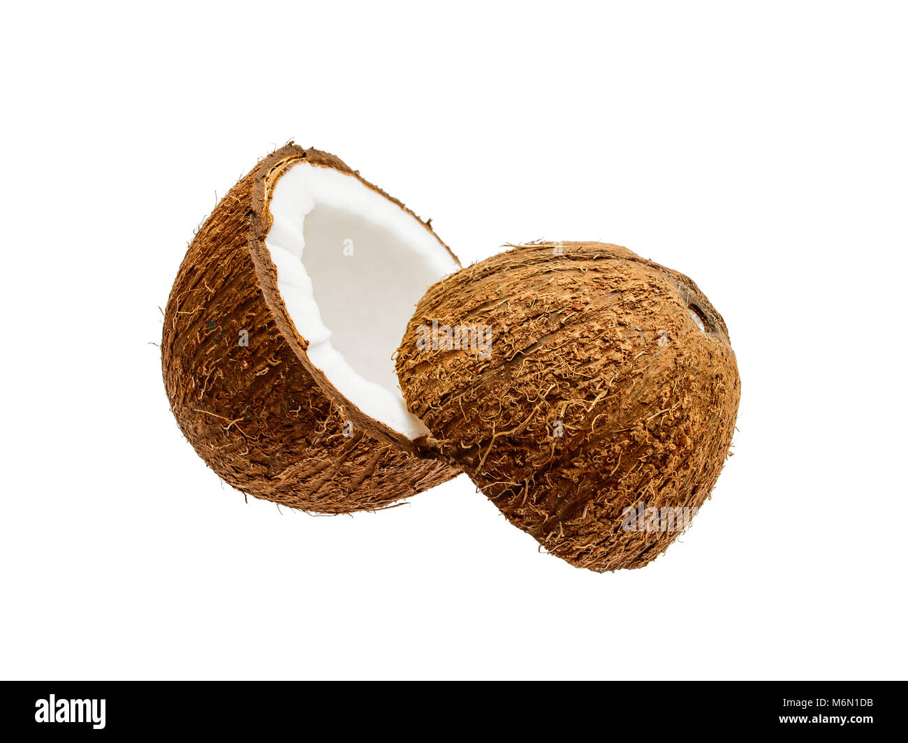 Risse Coconut exotische Obst isoliert auf Weiss Stockfoto