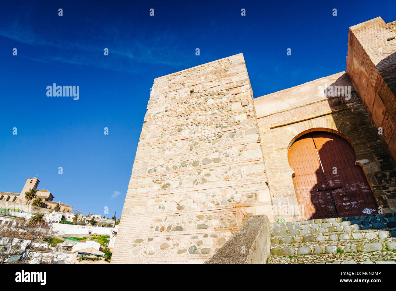 Granada, Andalusien, Spanien. XI Jahrhundert Monaita Tür (Puerta Monaita) Lona Lane (Carril de la Lona) im Unesco Viertel Albaicin Altstadt o Stockfoto