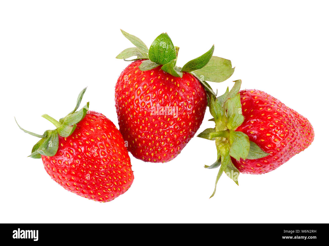 Frische Erdbeeren, isoliert auf weiss Stockfoto