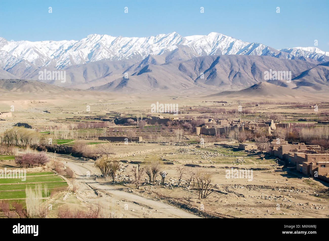 Luftbild von kleinen Dörfern zwischen Ghazni und Kabul in Afghanistan Stockfoto