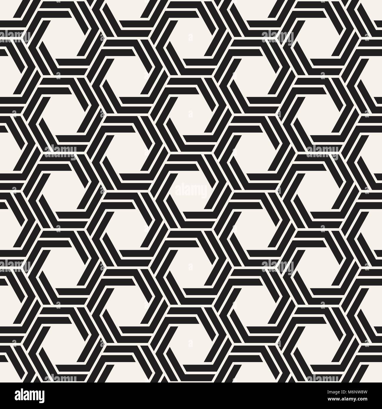 Vektor nahtlose Streifen Muster. Moderne, elegante Textur mit Schwarzweiß-Gitter. Wiederkehrende geometrische hexagonalen Gitter. Einfache lattice Design. Stock Vektor