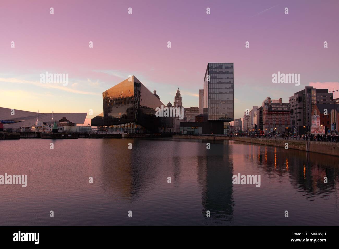 Liverpool Sky line Sonnenuntergang Stockfoto