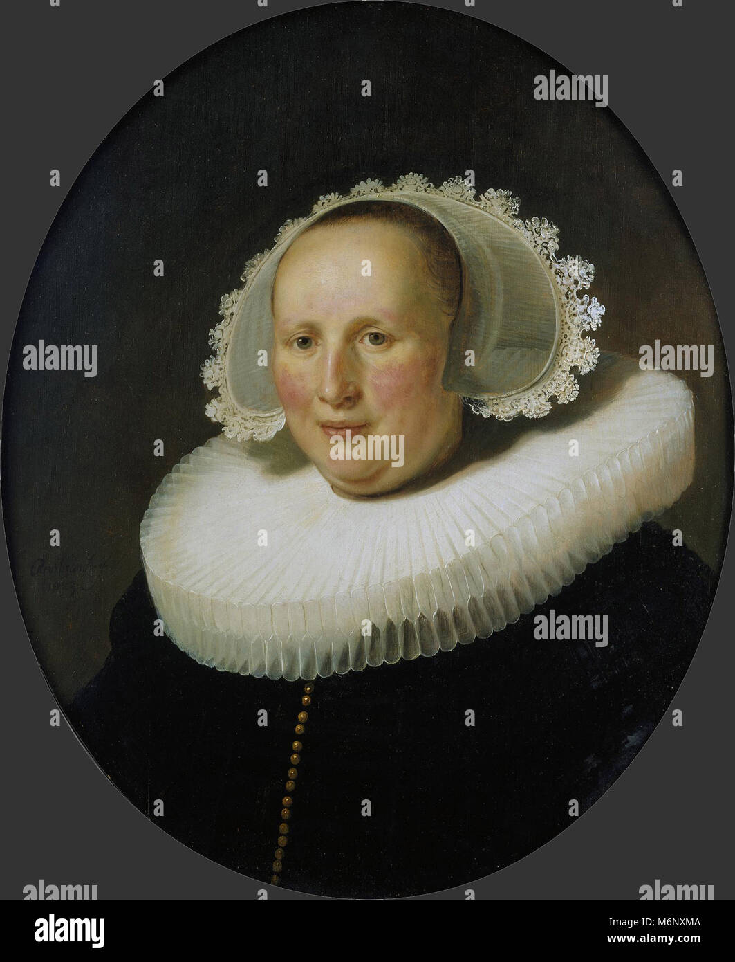 Rembrandt Harmenszoon van Rijn - Porträt von Maertgen van Bilderbeeck Stockfoto