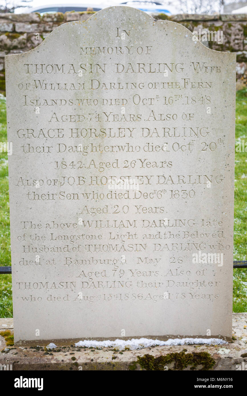 Die Gnade Familie Grab- oder grave, St Aiden Kirchhof, Bamburgh UK Stockfoto
