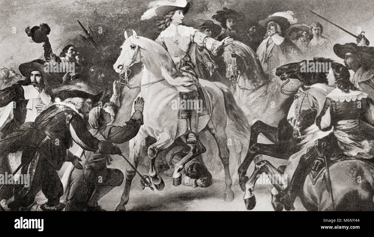 Duc d'Enghien in der Schlacht von Rocroi, 19. Mai 1643. Duc d'Enghien, später Louis de Bourbon oder Ludwig II., Prinz von Condé, 1621 - 1686. Der französische General. Von Hutchinson's Geschichte der Nationen, veröffentlicht 1915. Stockfoto