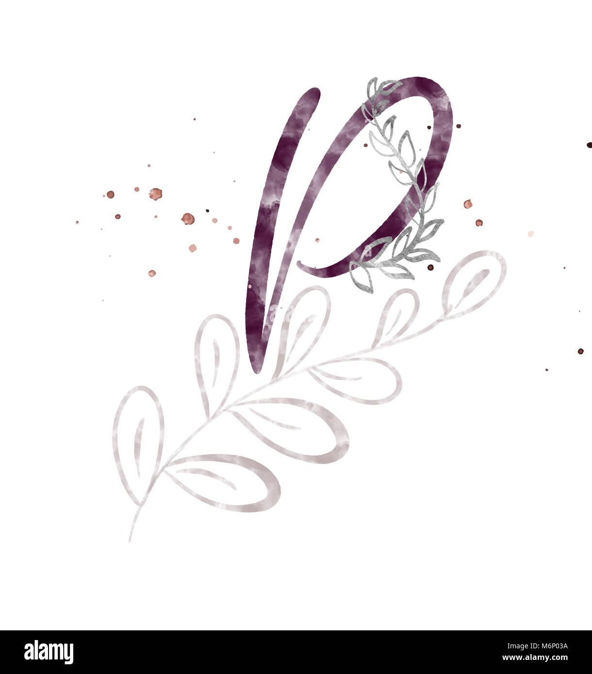 Hand schreiben Kalligraphie S. aquarell Script font gezeichnet. Isolierte Briefe mit Tinte geschrieben. Handschriftliche Pinselstil zurück. Hand Schriftzug für Logos Verpackungsdesign Plakat, Hochzeit, Geburtstag Karte Stockfoto