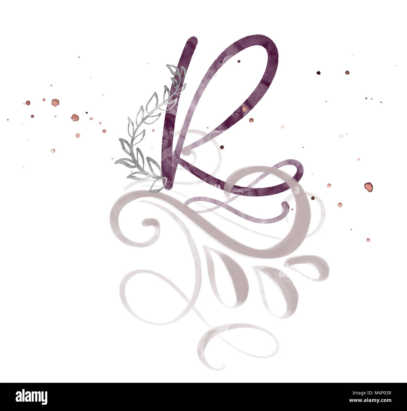 Hand schreiben Kalligraphie R. aquarell Script font gezeichnet. Isolierte Briefe mit Tinte geschrieben. Handschriftliche Pinselstil zurück. Hand Schriftzug für Logos Verpackungsdesign Plakat, Hochzeit, Geburtstag Karte Stockfoto