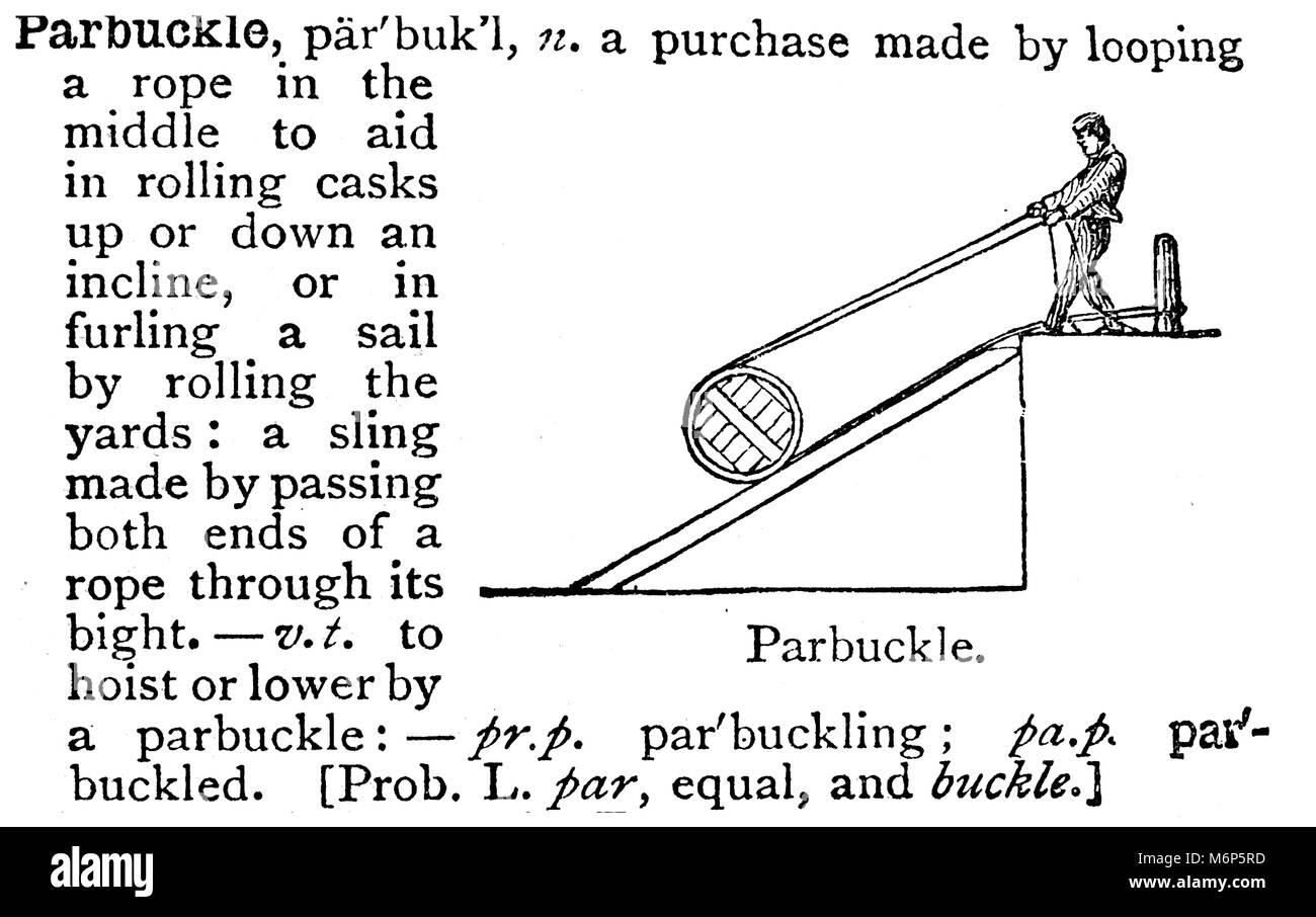PARBUCKLE - einen Eintrag aus dem 20. Jahrhundert Wörterbuch der Kammer - UK - ca. 1920 Stockfoto