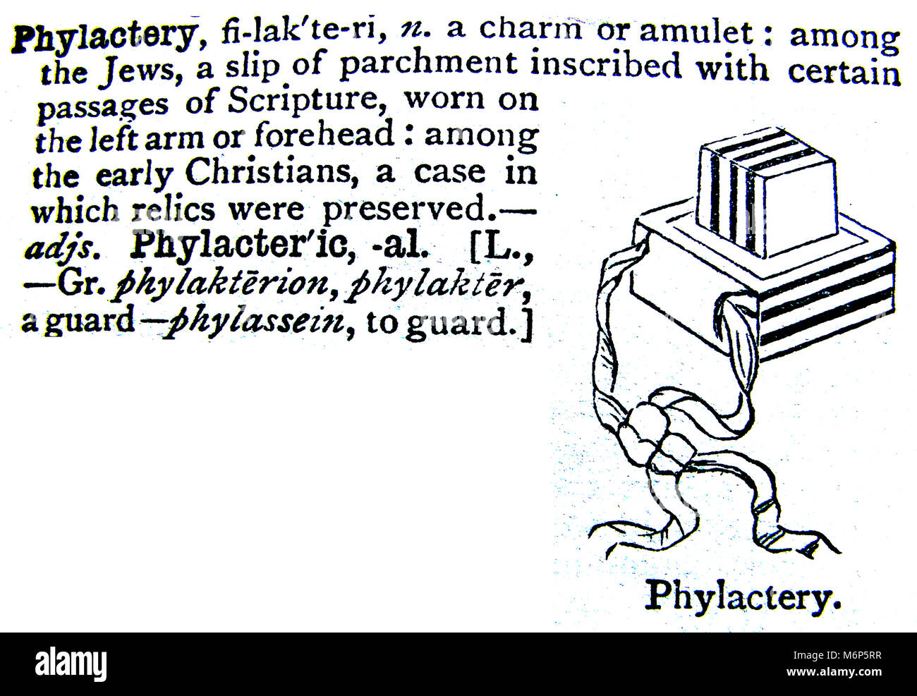 Einen Eintrag aus dem 20. Jahrhundert Wörterbuch der Kammer - UK - ca. 1920 - Phylactery jüdisches Amulett Charme Stockfoto