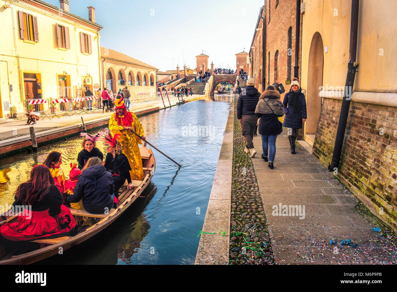 Gondel canal Karneval von comacchio Klein Venedig Ferrara Italien Emilia Romagna Stockfoto