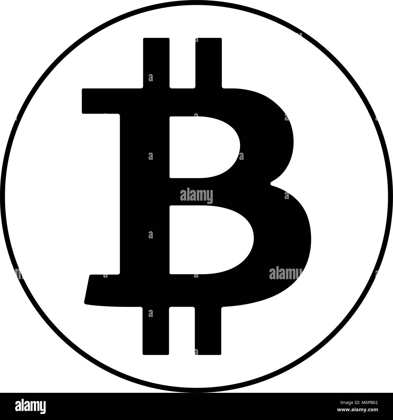 Schwarz bitcoin Zeichen Symbol auf weißem Hintergrund. Vector Illustration, cryptocurrency Symbol, Symbol. Stock Vektor