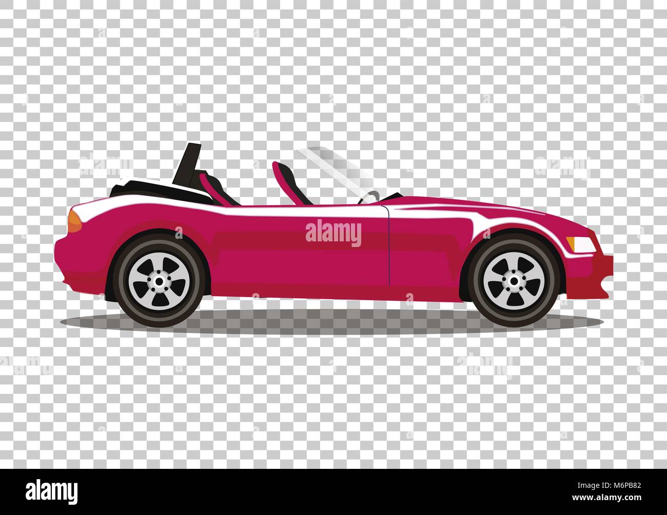Rot moderne Cartoon farbige Cabriolet Auto auf transparentem Hintergrund isoliert. Sportwagen ohne Dach Vector Illustration. Clip Art. Stock Vektor