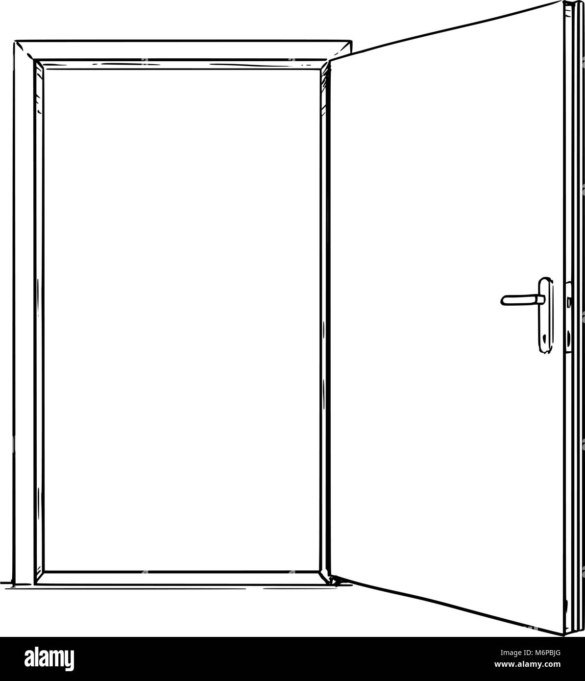 Cartoon von offener, moderner Tür Stock Vektor