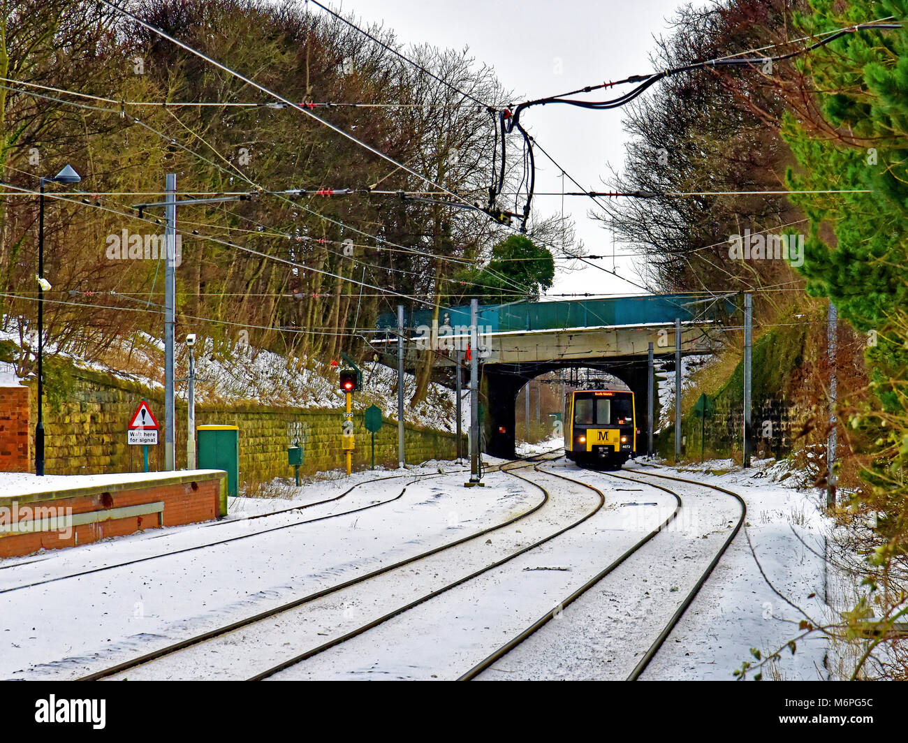 Tyne und U-Bahn am North Shields Verschleiß während der schneefälle der Feb Mär 2018 Stockfoto