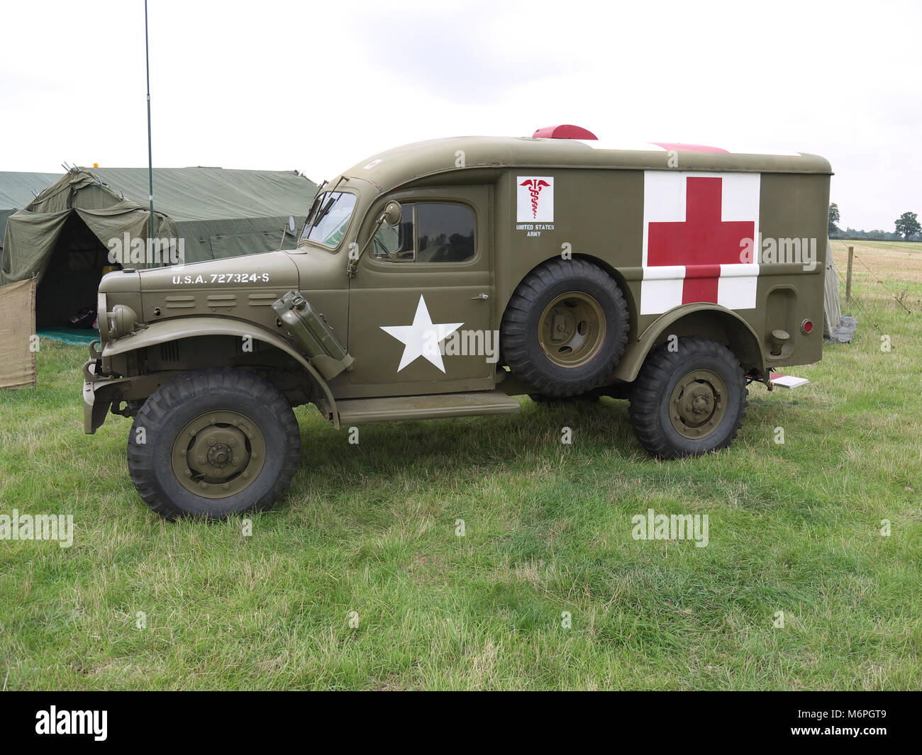 WWII US-Feld rettungswagen auf Anzeige an Rauceby Krieg Wochenende Stockfoto